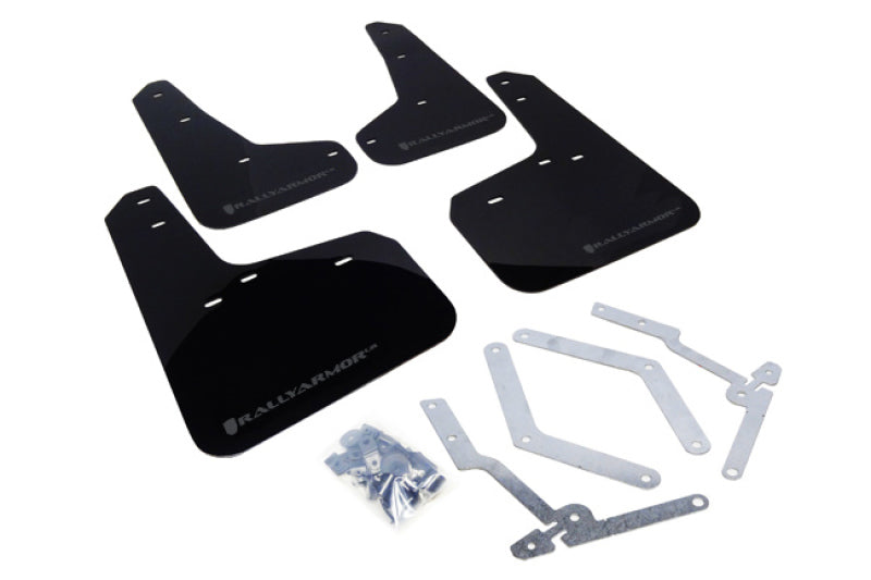 RAL UR Blk Flap/Grey Logo - Rally Armor 12-19 Ford Focus ST / 16-19 RS Black Mud Flap w/Grey Logo