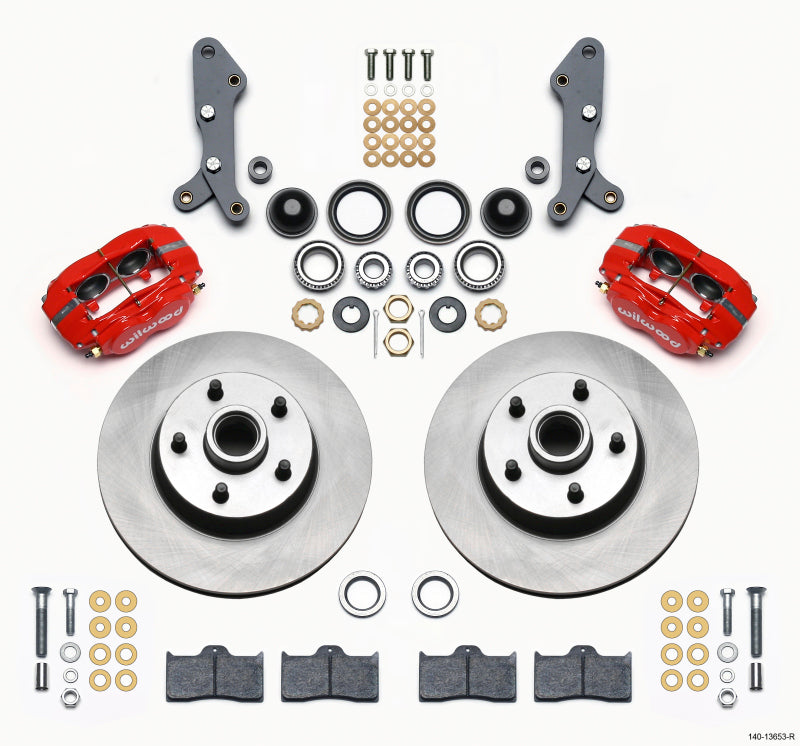 WIL Dynalite Brake Kit - Wilwood Forged Dynalite-M Front Kit 11.30in 1 PC Rotor&Hub Red 60-68 Ford / Mercury Full Size