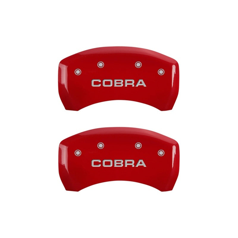 MGP Caliper Covers 2 Logo - MGP Rear set 2 Caliper Covers Engraved Rear Cobra Red finish silver ch