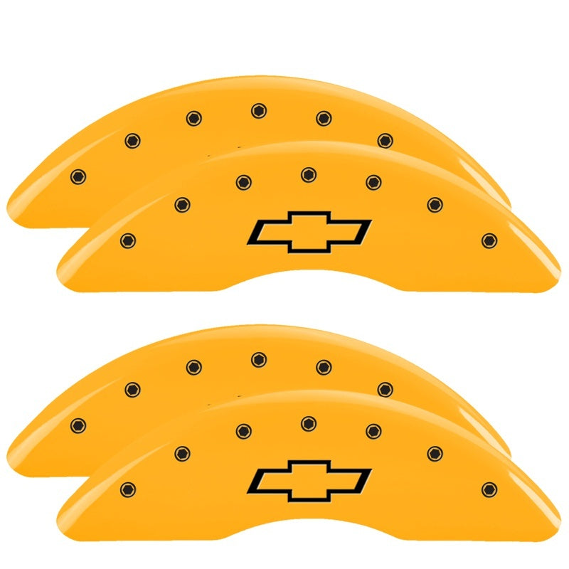 MGP Caliper Covers 4 Logo - MGP 4 Caliper Covers Engraved Front & Rear Bowtie Yellow finish black ch