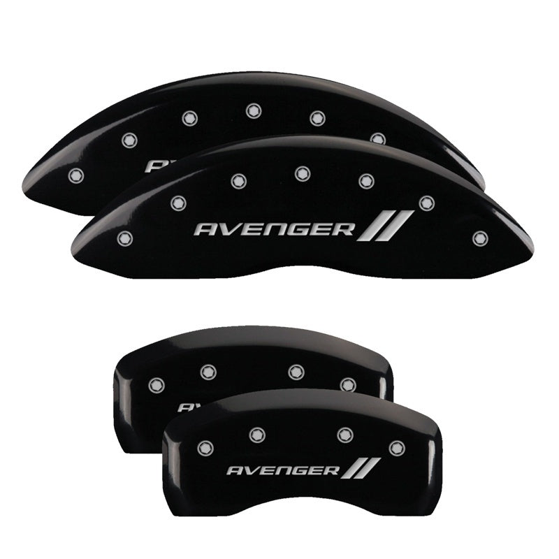 MGP Caliper Covers 4 Logo - MGP 4 Caliper Covers Engraved Front & Rear With stripes/Avenger Black finish silver ch