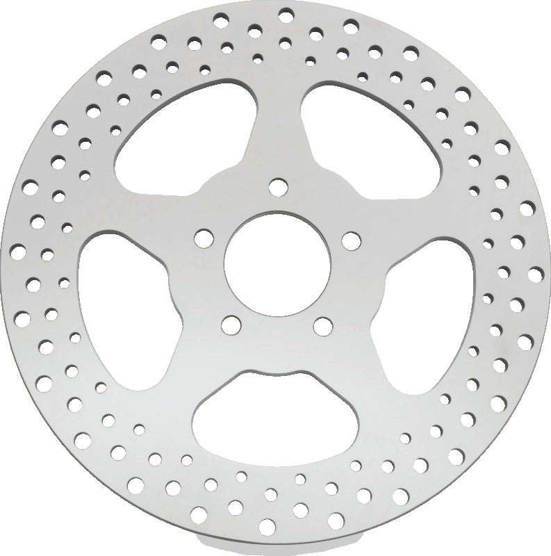 BKC Brake Rotors C - Bikers Choice 00-17 Big Twin 11.5 Inch Polished Frt 5 Spoke Drilled Stnless Rotor Repl H-D 44156-00