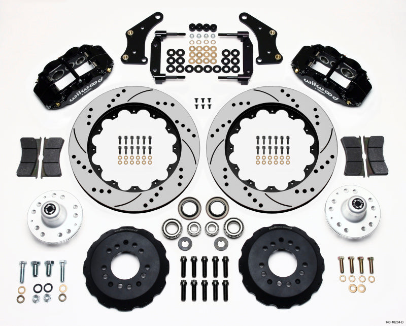 WIL Superlite Brake Kit - Wilwood Narrow Superlite 6R Front Hub Kit 14.00in Drilled Large GM 57-70 Drop Spindle