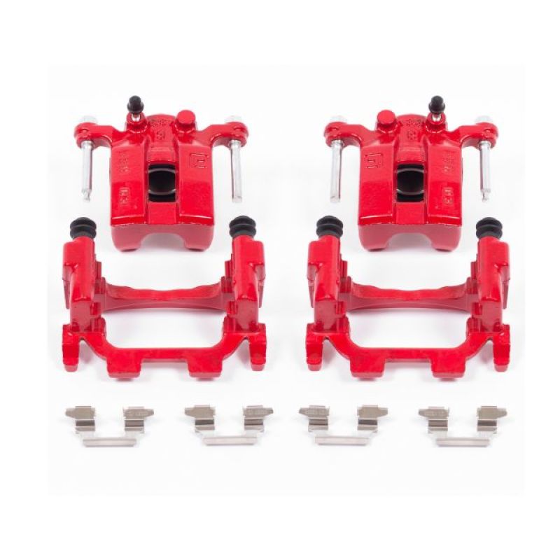 PSB Red Calipers - Power Stop 11-12 Infiniti G25 Rear Red Calipers w/Brackets - Pair
