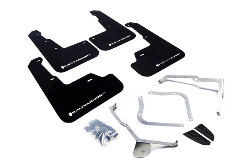 RAL UR Blk Flap/Wht Logo - Rally Armor 15-21 Subaru WRX/STI Black UR Mud Flap w/White Logo