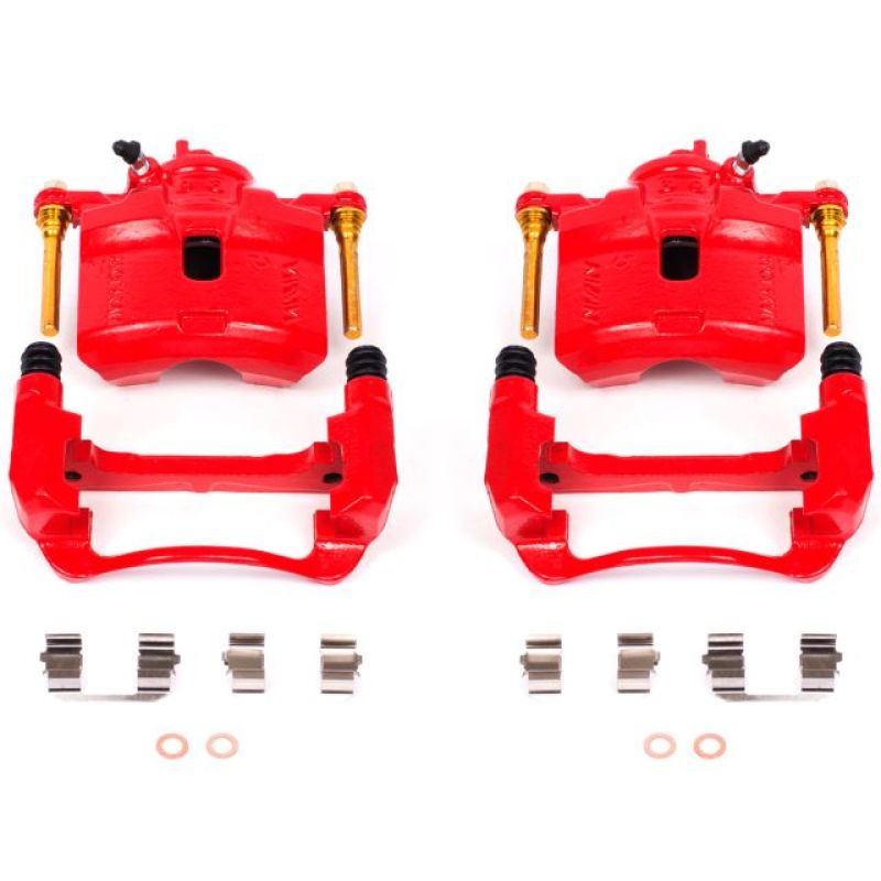 PSB Red Calipers - Power Stop 92-96 Honda Prelude Front Red Calipers w/Brackets - Pair