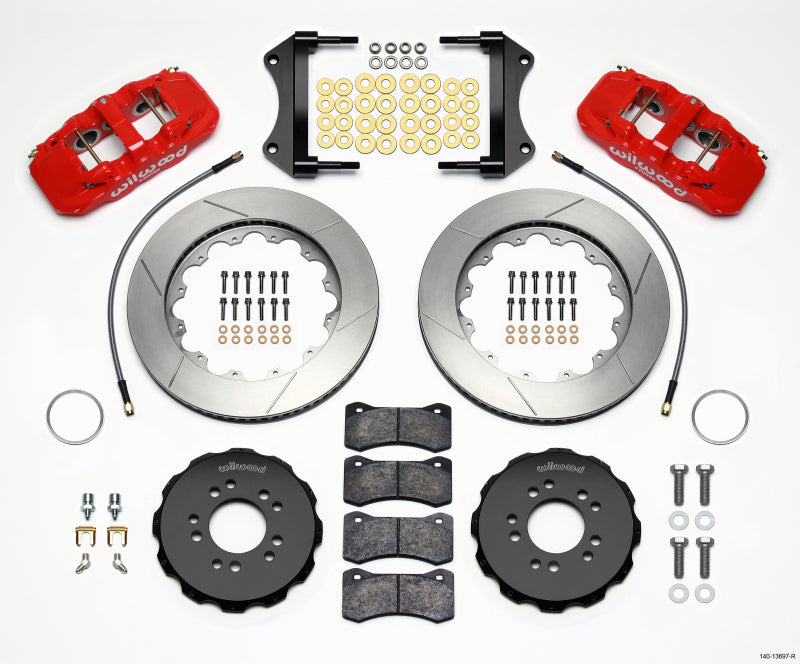 WIL Aero Brake Kit - Wilwood AERO6 Front Hat Kit 14.25 Red 2014-Up Corvette C7 w/Lines