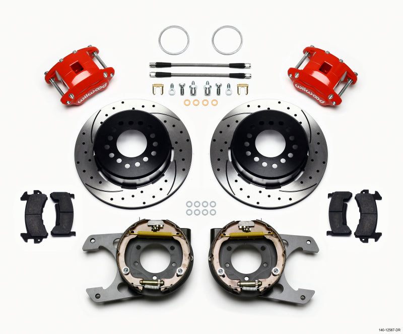 WIL D154 Brake Kit - Wilwood D154 P/S P-B Kit Drilled-Red Jeep Dana 35 2.56 Off 5-lug w/ lines