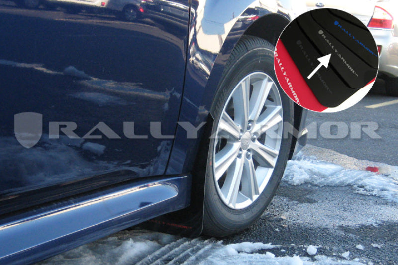 RAL Classic Blk Flap/Silv Logo - Rally Armor 10-14 Subaru Legacy Black UR Mud Flap w/ Silver Logo