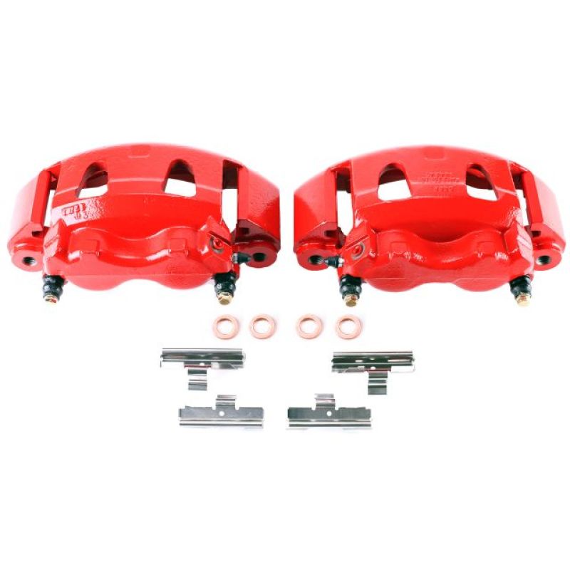 PSB Red Calipers - Power Stop 95-98 Ford E-350 Front Red Calipers w/Brackets - Pair