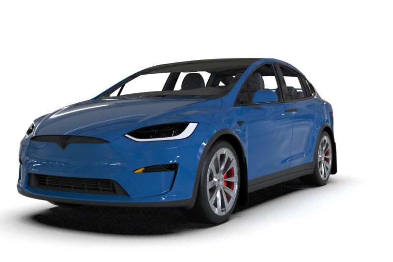 RAL UR Blk Flap/Blue Logo - Rally Armor 22-26 Tesla Model X Black UR Mud Flap w/Blue Logo