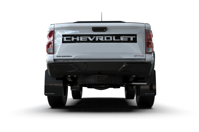 RAL UR Blk Flap/Wht Logo - Rally Armor 23-25 Chevy Colorado ZR2 Black Mud Flap - White Logo