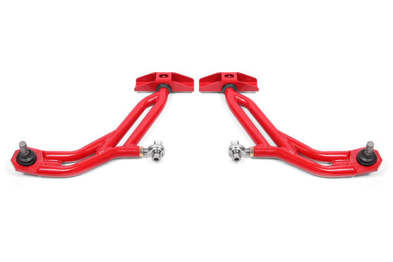 BMR Control Arms - BMR 10-14 Ford Mustang Adj. Lower A-Arms Delrin/Rod End w/ 19mm STD. Ball Joint - Red