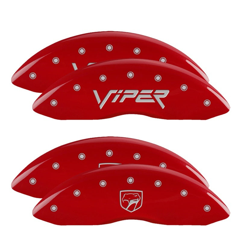 MGP Caliper Covers 4 Logo - MGP 4 Caliper Covers Engraved Front Gen 2/Viper Engraved Rear Gen 2/Snake Red finish silver ch