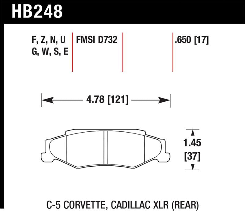 HAWK HP+ Brake Pad Sets - Hawk 97-06 Corvette (incl C5 Z06) HP+ Street Rear Brake Pads