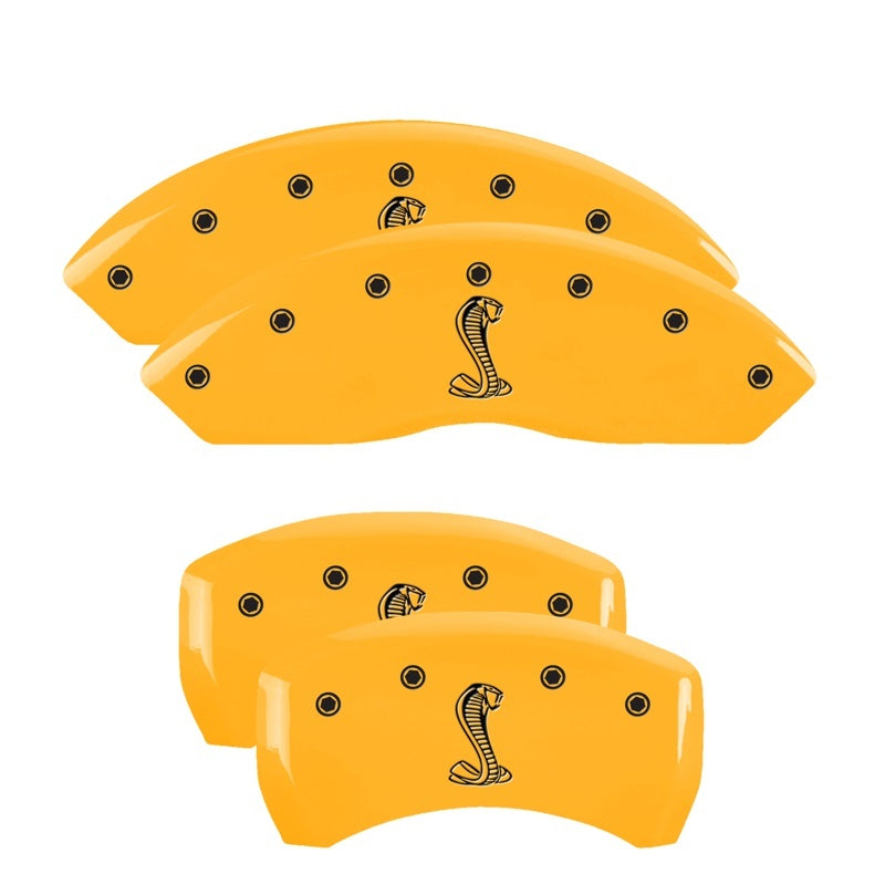 MGP Caliper Covers 4 Logo - MGP 4 Caliper Covers Engraved Front & Rear Tiffany Snake Yellow Finish Black Char 2005 Ford Mustang
