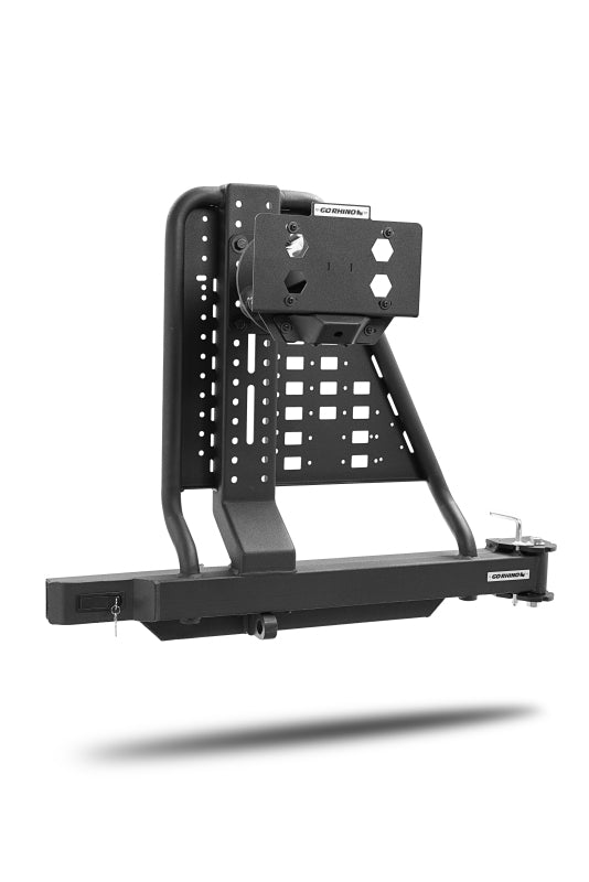 GOR Spare Tire Carriers - Go Rhino Swing-A-Way Hitch Mounted Tire Carrier (Lic. Plate Lights Not Included) - Textured Black