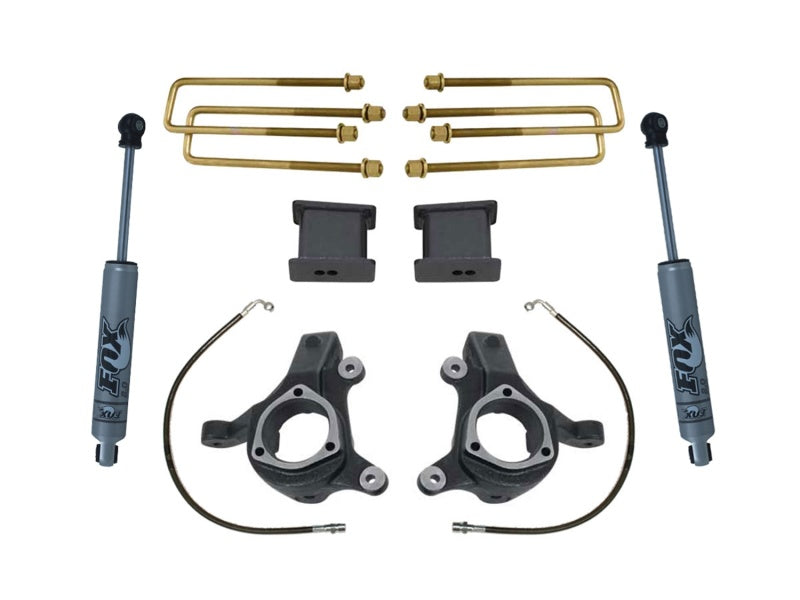 MXT Lift Spindles - MaxTrac 07-16 GM C1500 2WD w/Cast Steel Susp. 3in/1in Spindle Lift Kit w/FOX Shocks