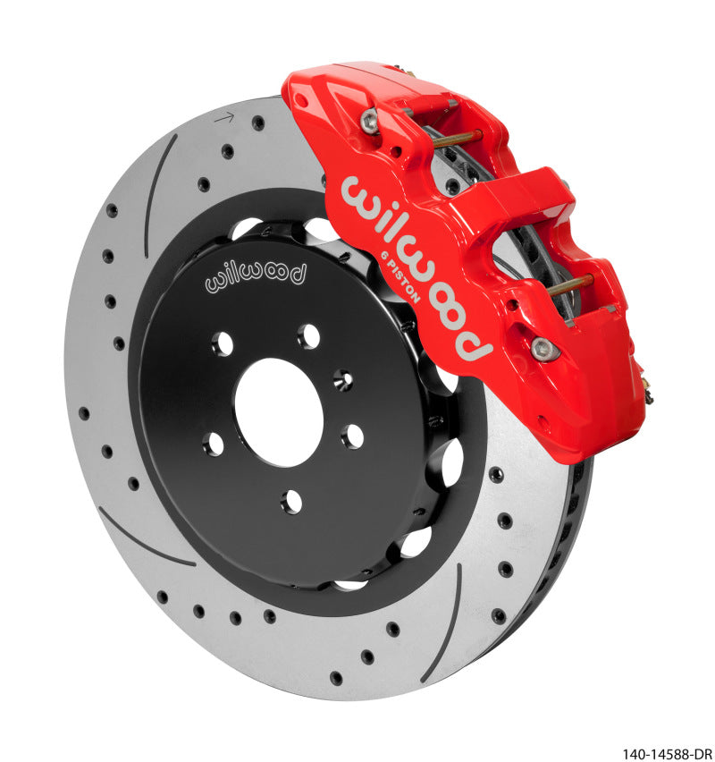 WIL Aero Brake Kit - Wilwood AERO6 Front Kit 15.00in BBK - 08-12 Audi A4/A5/S5 - Drilled & Slotted Rotor - Red