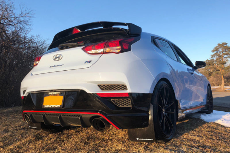 RAL UR Red Flap/Wht Logo - Rally Armor 19-22 Hyundai Veloster N Red UR Mud Flap w/ White Logo