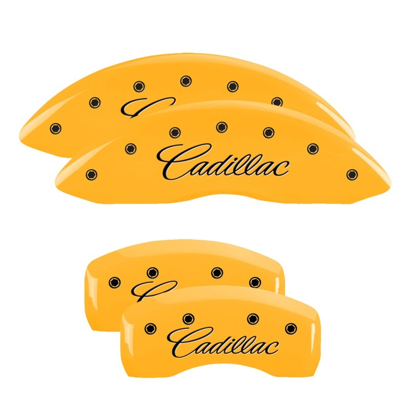 MGP Caliper Covers 4 Logo - MGP 4 Caliper Covers Engraved Front & Rear Cursive/Cadillac Yellow finish black ch
