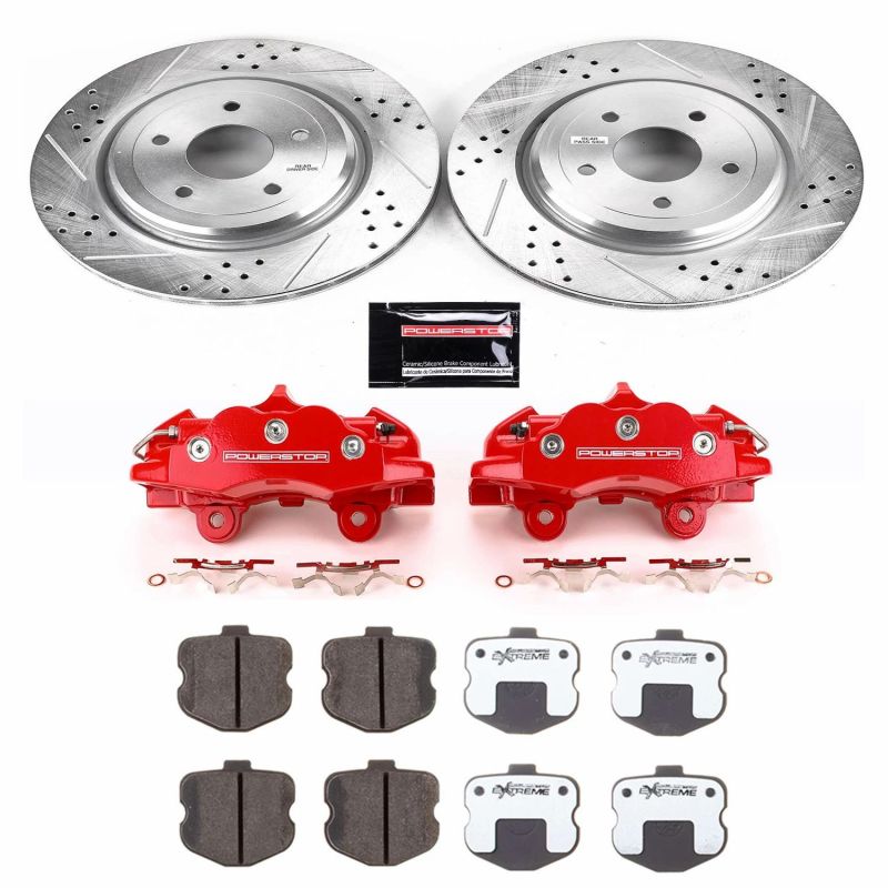 PSB Z26 Street Kit w/Cals - Power Stop 06-13 Chevrolet Corvette Rear Z26 Street Warrior Brake Kit w/Calipers