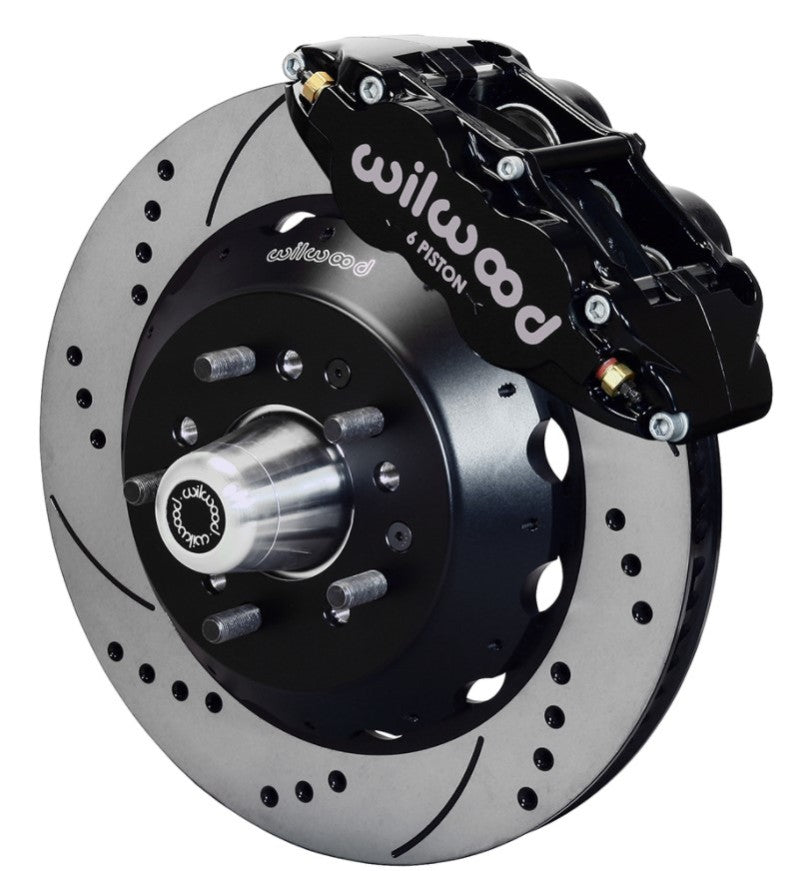 WIL Superlite Brake Kit - Wilwood Narrow Superlite 6R Dust-Seal Front Hub Kit 14.00in Drilled 1965-1969 Mustang Drum Spindle