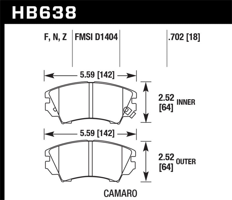 HAWK HPS 5.0 Brake Pad Sets - Hawk 10-15 Chevrolet Camaro HPS 5.0 Front Brake Pads