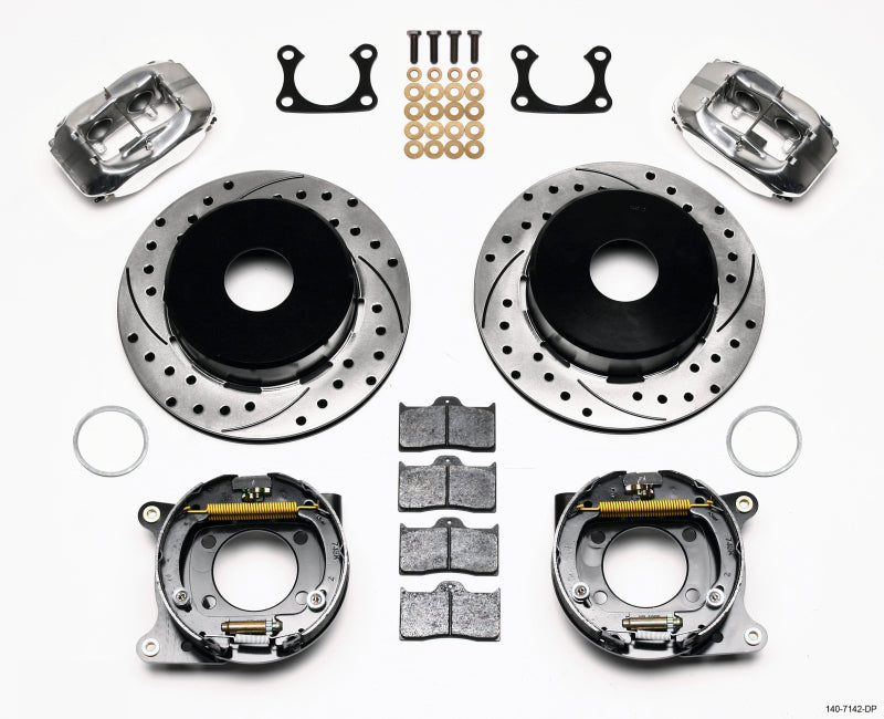 WIL Dynalite Brake Kit - Wilwood Forged Dynalite P/S P-B Kit Drilled Polished Big Ford 2.36in Offset Currie Blank