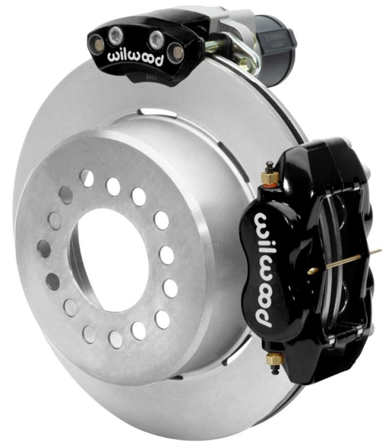 WIL Parking Brake Brake Kit - Wilwood Forged Dynalite Rear Electronic Parking Brake Kit - Black Powder Coat Caliper - Plain Rotor