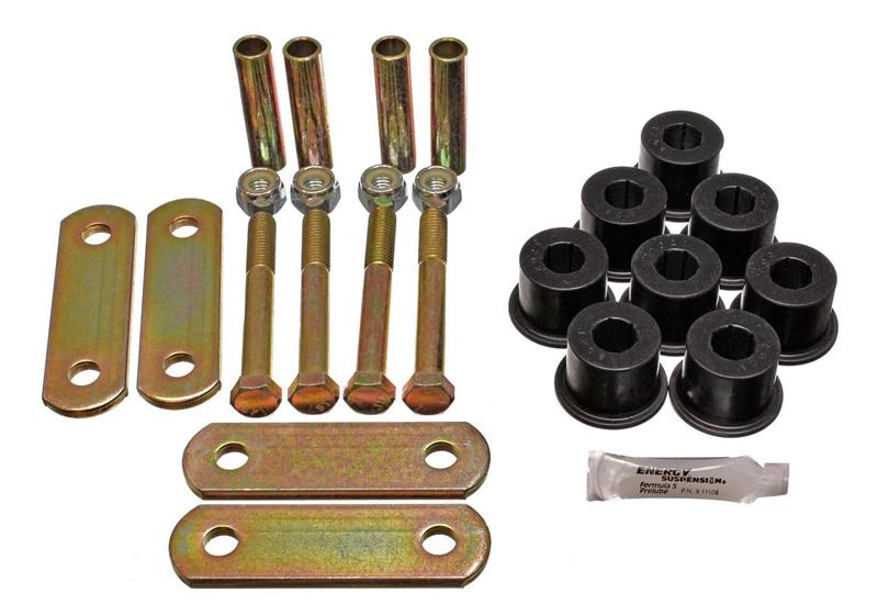 ES Spring/Shackle Bush - Black - Energy Suspension 67-69 Chevy Camaro w/ Mono-Leaf Springs Black H-Duty Shackle Set (Inc Hardware)
