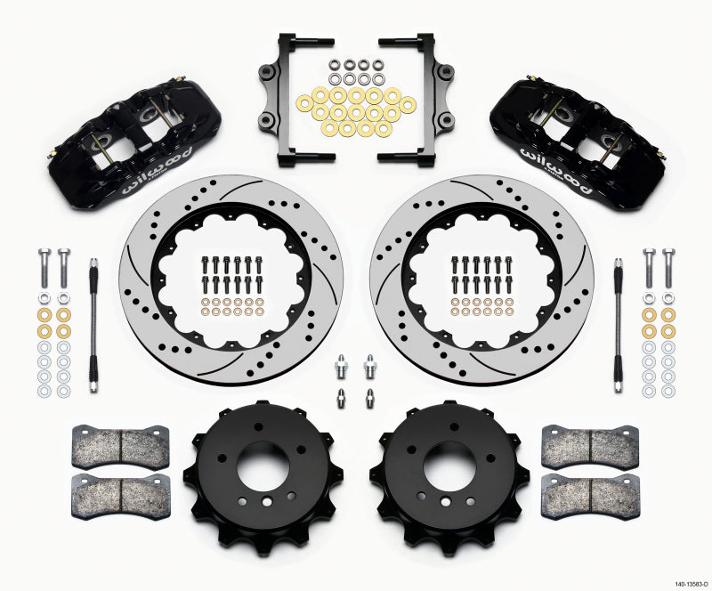 WIL Aero Brake Kit - Wilwood AERO4 Rear Kit 14.00 Drilled 2007-2011 BMW E90 Series w/Lines