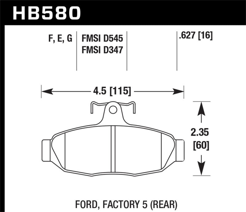 HAWK DTC-60 Brake Pad Sets - Hawk 86-92 Ford Taurus SHO / 89-92 Ford Thunderbird Super Coupe DTC-60 Race Rear Brake Pads