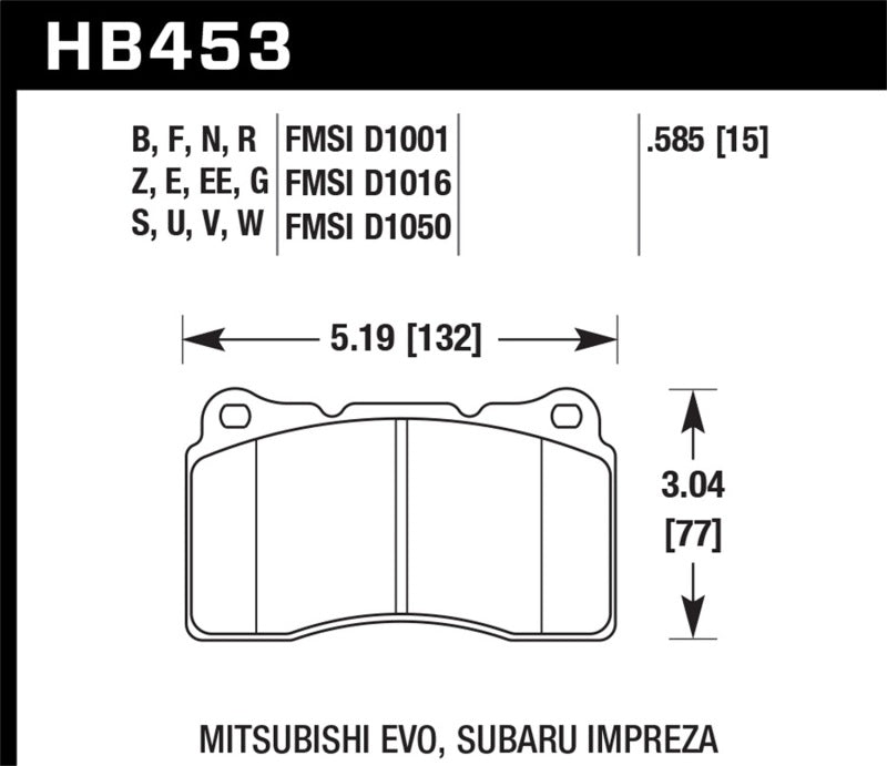 HAWK DTC-60 Brake Pad Sets - Hawk 03-06 Evo / 04-09 STi / 09-10 Genesis Coupe (Track Only) / 2010 Camaro SS DTC-60 Race Front Bra
