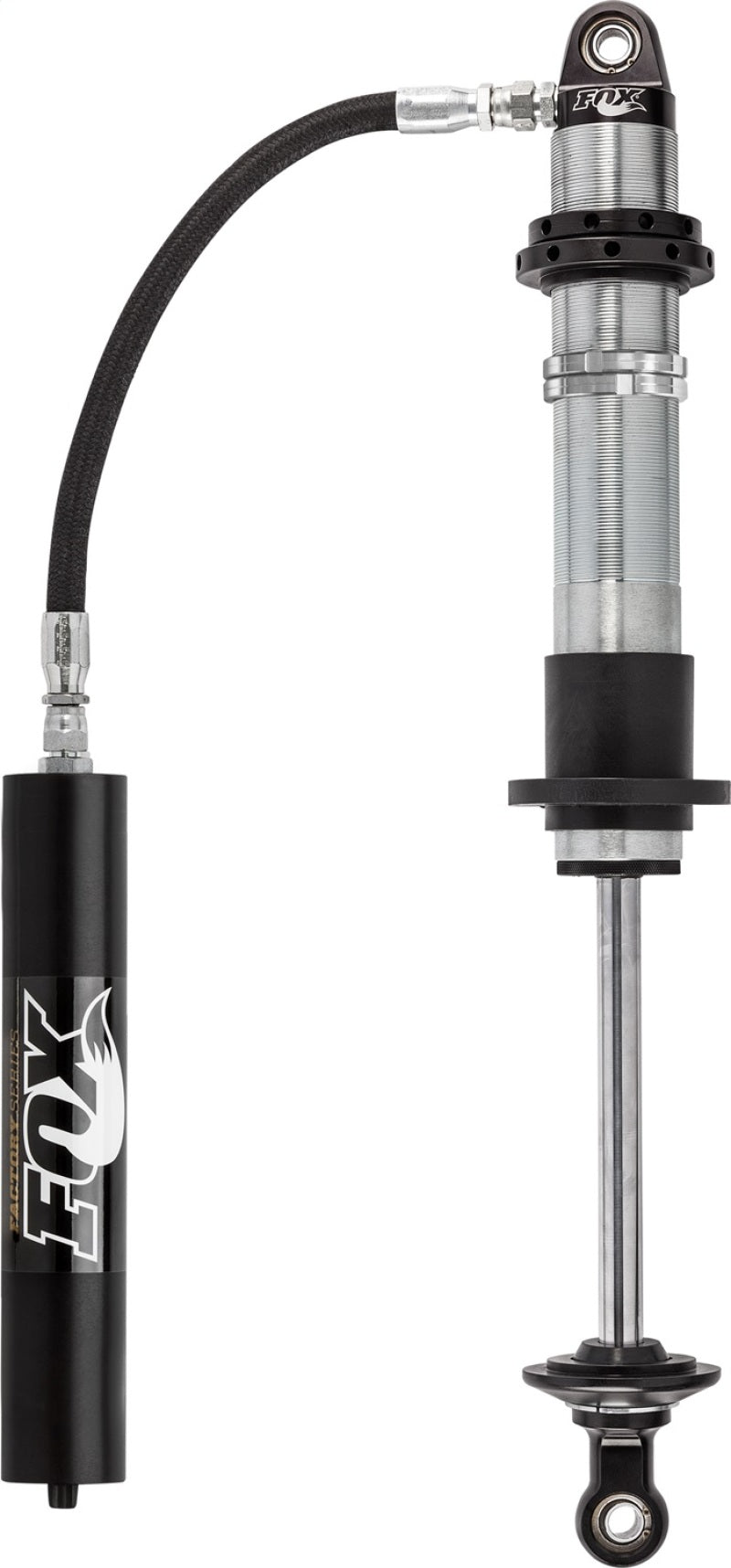 FOX 2.5 Factory Coilover Shock - Fox 2.5 Factory Series 8in. Remote Res. Coilover Shock 7/8in. Shaft (Custom Valving) - Black/Zinc