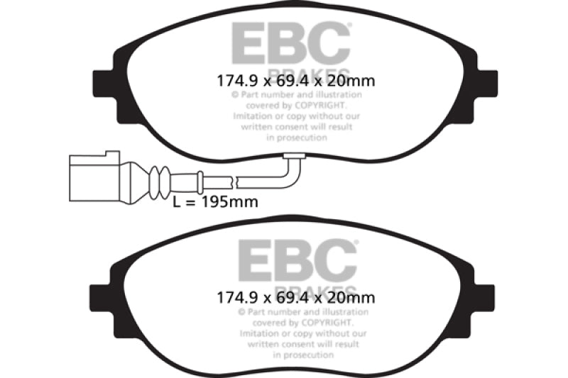 EBC Redstuff Brake Pad Sets - EBC 14-20 Audi S3 2.0 Turbo Redstuff Front Brake Pads