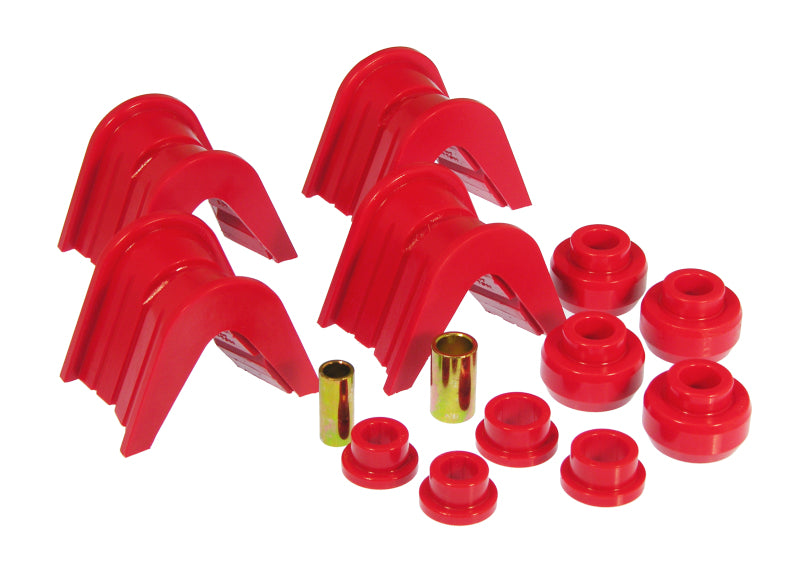 PRO Steering Bushings - Red - Prothane 66-79 Ford Trucks 14-Piece Bushing Set - 7deg Offset - Red