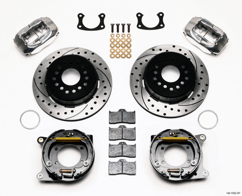 WIL Dynalite Brake Kit - Wilwood Forged Dynalite P/S P-B Kit Drilled Polished New Big Ford 2.36in Offset