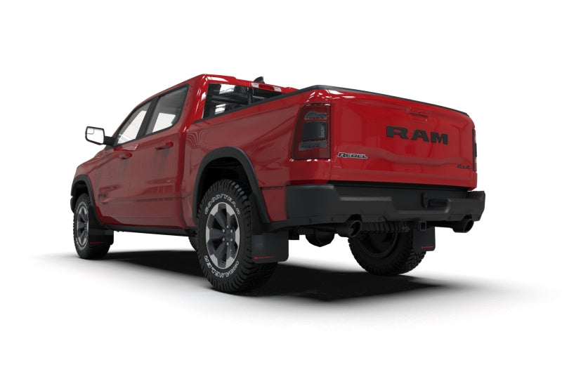 RAL UR Blk Flap/Met. Blk Logo - Rally Armor 19-25 Dodge Ram 1500 Rebel Black UR Mud Flap w/Metallic Black Logo