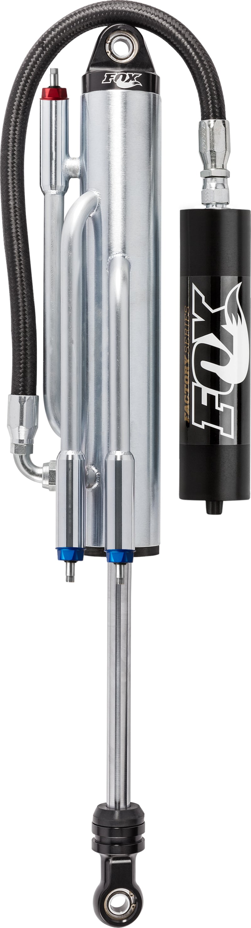 FOX 2.5 Factory Bypass Shock - Fox 2.5 Factory Series 10in Remote Res. 3-Tube Bypass (2 Comp/1 Reb) Shock 7/8in (Cust. Valv) - Blk