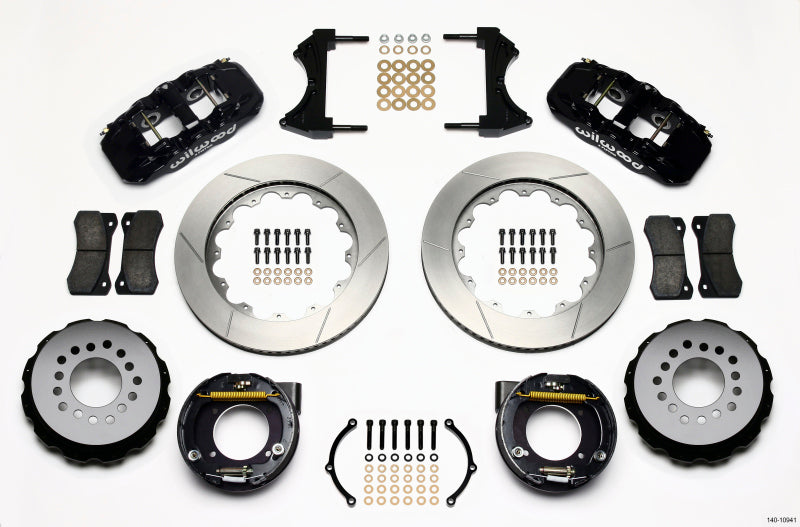WIL Aero Brake Kit - Wilwood AERO4 Rear P-Brake Kit 14.00in Chevy C-10 2.42 Offset 5-lug