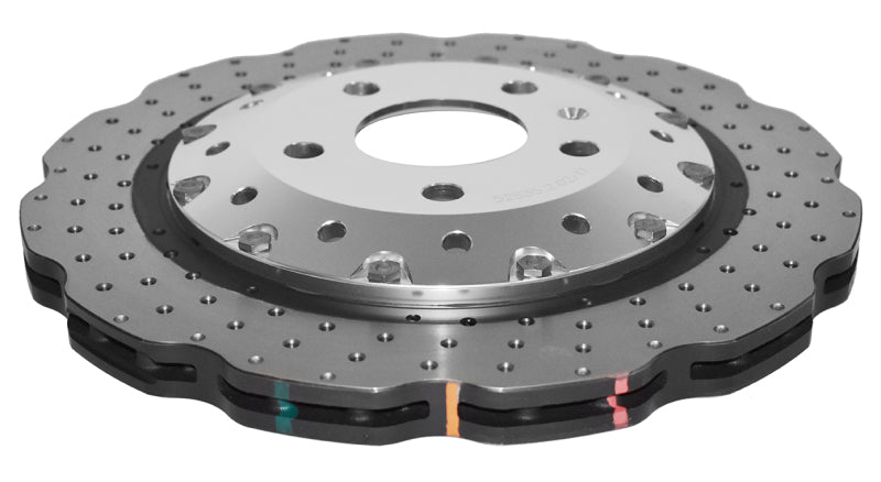 DBA 5000 Series Drilled Rotors - DBA 13-16 Audi RS5 (w/Scalloped edge Iron Discs) Rear 5000 Series Drilled Wavy Rotor w/Silver Hat