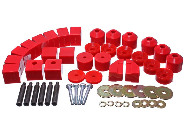 ES Body Mounts - Red - Energy Suspension 86-95 Suzuki Samurai Red 1in Lift Body Mount Set