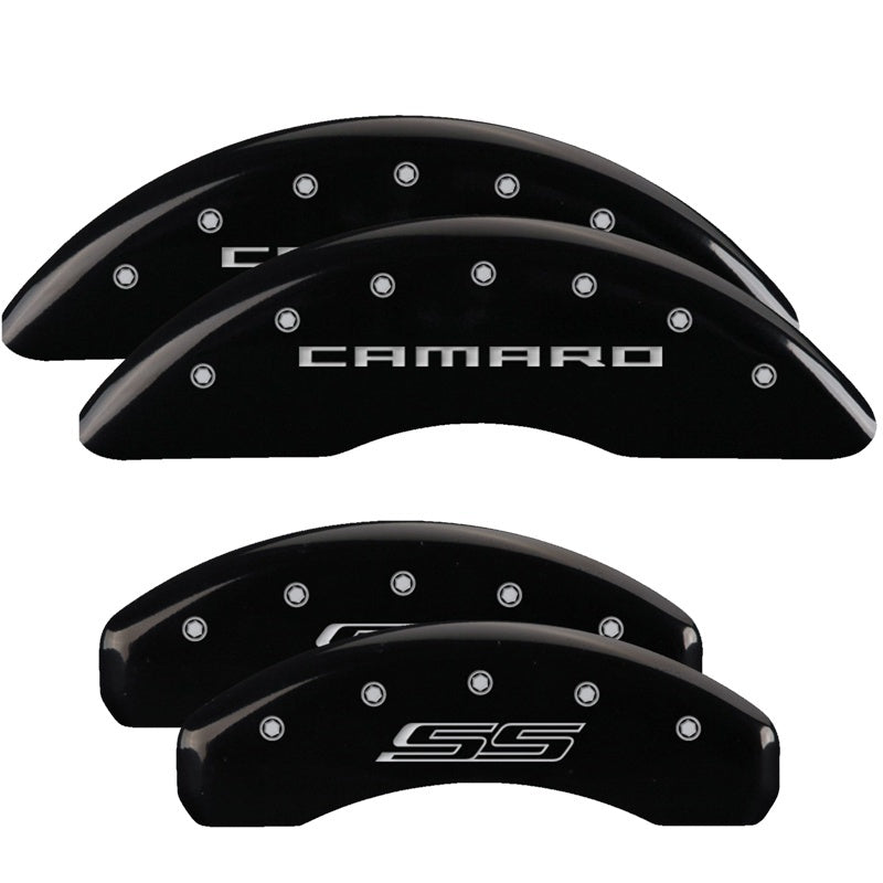 MGP Caliper Covers 4 Logo - MGP 4 Caliper Covers Engraved Front Gen 5/Camaro Engraved Rear Gen 5/SS Black finish silver ch