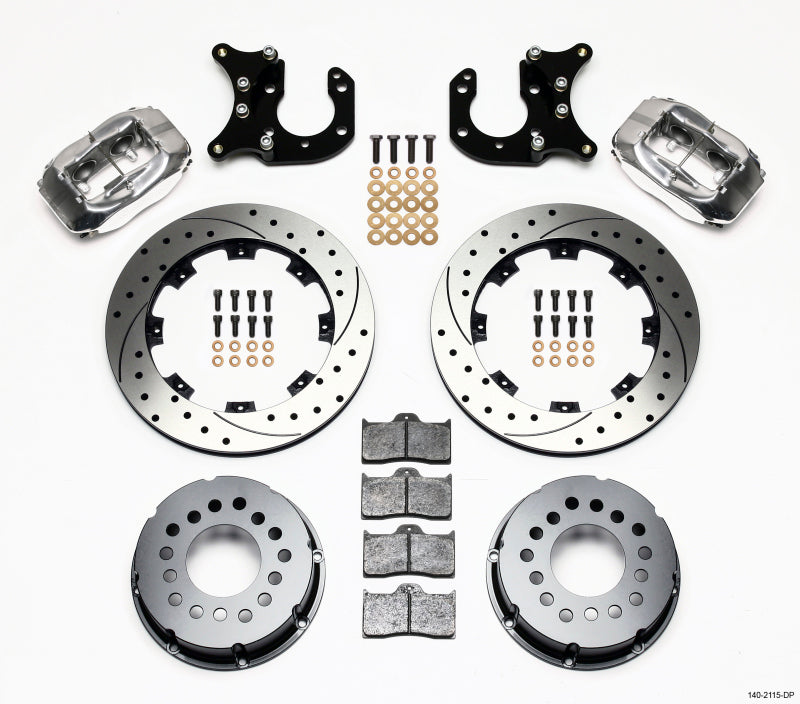 WIL Dynalite Brake Kit - Wilwood Forged Dynalite P/S Rear Kit Drilled Polished Big Ford 2.36in Offset