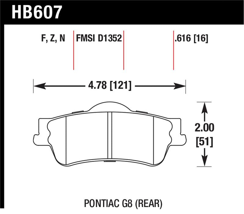 HAWK HPS Brake Pad Sets - Hawk 08-09 Pontiac G8 3.6 Base/6.0 HPS Street Rear Brake Pads