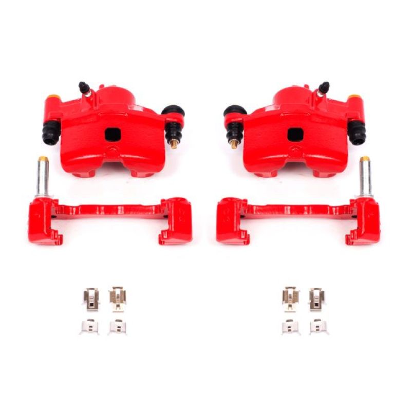 PSB Red Calipers - Power Stop 90-00 Honda Civic Front Red Calipers w/Brackets - Pair