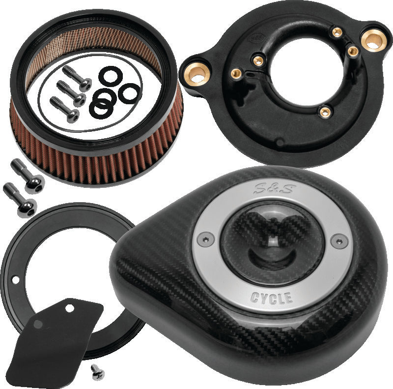 SSC Air Cleaner Kits - S&S Cycle 2017+ M8 Models Stealth Air Cleaner Kit w/ Carbon Fiber Cover