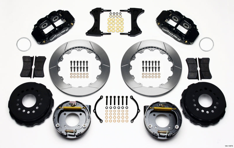 WIL Superlite Brake Kit - Wilwood Narrow Superlite 4R Rear P-Brk Kit 12.88in Chevy 12 Bolt w/ C-Clips 2.75in Off Stag Mount