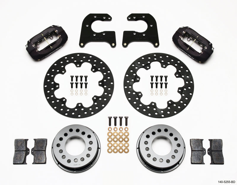 WIL Dynalite Brake Kit - Wilwood Forged Dynalite Rear Drag Kit Drilled Rotor Mopar/Dana 2.36in Off w/Snap Ring Bearing